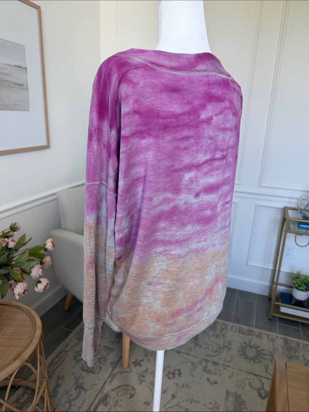 River + Sky London Purple Hand Dyed Dolman Sweatshirt Boho M - Picture 3 of 11